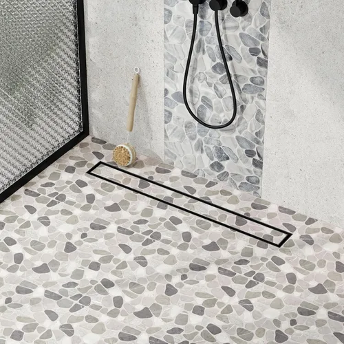 Miniatura 10 de Neodrain Drenaje de ducha lineal de 24 pulgadas con rejilla de inserción de azulejos, fabricante profesional de desagüe de suelo de ducha Cepillado