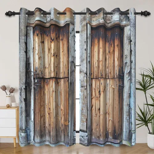Miniatura 56 de Cortinas rústicas para ventana de puerta de granero, puerta de madera gris, puerta de garaje, tratamiento de ventana para sala de estar, dormitorio