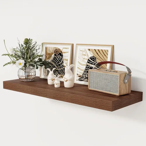 Miniatura 48 de Fun Memories - Estante flotante de 12 pulgadas, estantes de pared de madera rústica para decoración de pared y almacenamiento, estante flotante