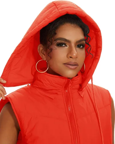 Miniatura 5 de Micoson Chalecos acolchados para mujer, de invierno, sin mangas, con capucha, con cremallera, cuello alto, con bolsillo, ajuste holgado