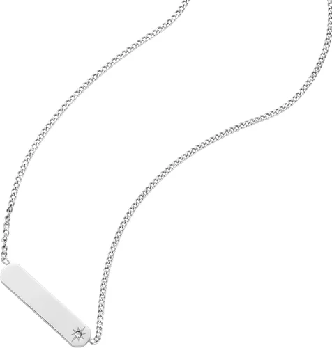 Miniatura 3 de Fossil - Collar de cadena con dije de acero inoxidable grabado y enchapado para mujer