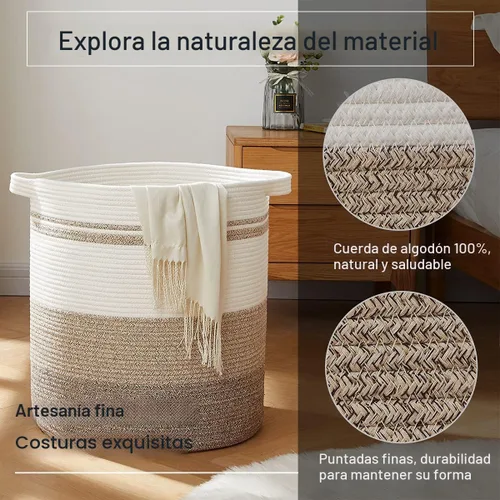 Miniatura 3 de OIAHOMY Cestas de lavandería de 80 litros con asas, cesta decorativa para sala de estar, cesta de almacenamiento tejida para juguetes, almohadas