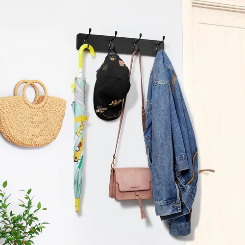Miniatura 2 de OUTNILI Ganchos de pared resistentes para colgar abrigos, colgador de pared negro para chaquetas, sombreros, toallas, bolsos, correas de perro