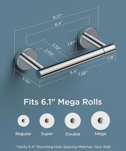 Miniatura 33 de FORIOUS Soporte de pared para papel higiénico, soporte de rollo de papel higiénico de doble poste giratorio de acero inoxidable para baño, Blanco