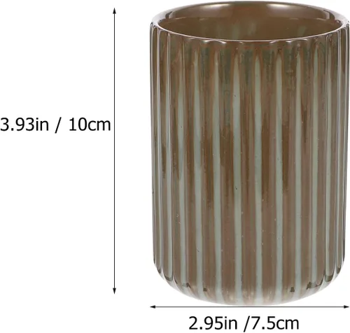 Miniatura 2 de Luxshiny Taza de café de cerámica sin asa Chino Japonés Estilo Porcelana Taza de té Vintage Stripe Drink Cup Tumbler para 10.1 fl oz Gris