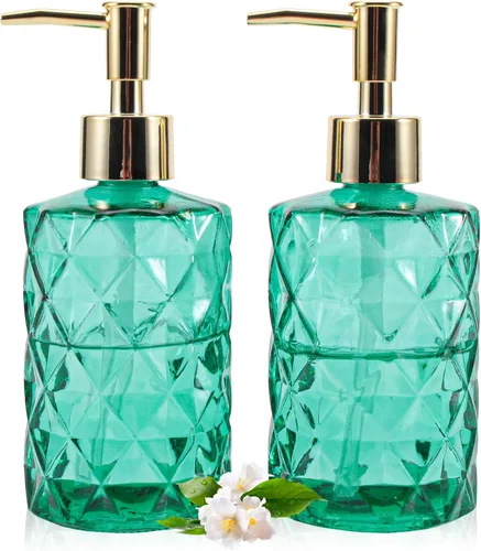 Miniatura 13 de Dispensador de jabón con bomba, dispensador de jabón con patrón de diamante para encimera de cocina, baño, accesorios de baño rosa intenso Rosa