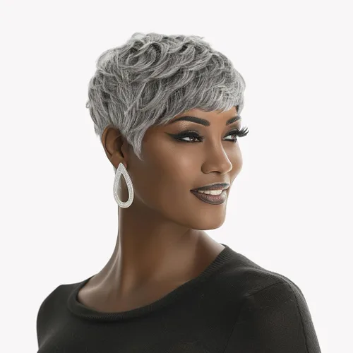 Miniatura 11 de Pelucas rubias 613 de corte Pixie para mujeres negras, cabello sintético rubio rizado en capas con flequillo, pelucas de corte corto para mujeres