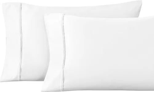 Miniatura 10 de Superior Juego de fundas de almohada estándar de 1200 hilos, 100% algodón egipcio, suave y transpirable, 2 piezas, color verde azulado