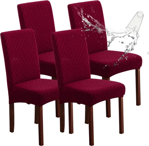 Miniatura 38 de Genina Fundas impermeables para sillas de comedor, fundas elásticas de jacquard para sillas de comedor, extraíbles y lavables, protector de silla