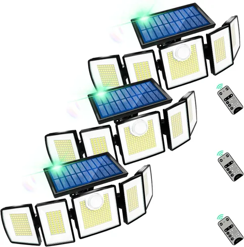 Miniatura 15 de MDCMDCM Luces solares de movimiento para exteriores, con cable de 16.4 pies, luces LED de seguridad de 3000 lm para exteriores del atardecer al