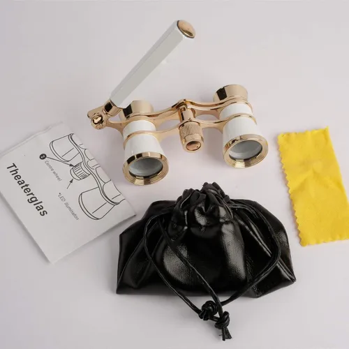 Miniatura 4 de Marsrut Lentes binoculares Ultra HD 3 x 25 para teatro de ópera con asa, telescopio de color blanco para ver teatro, carreras de caballos