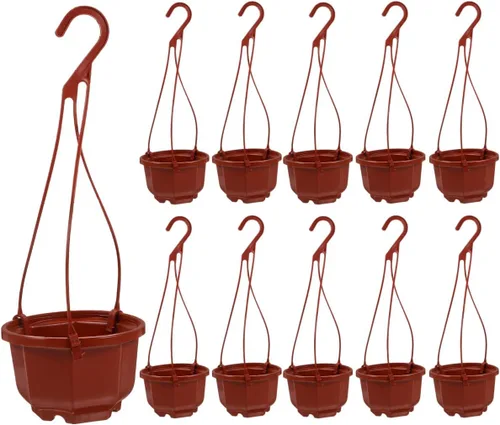 DOITOOL 15 juegos de macetas colgantes de plástico de 4 pulgadas con ganchos de cuerda, macetas pequeñas para interiores y exteriores, jardín,