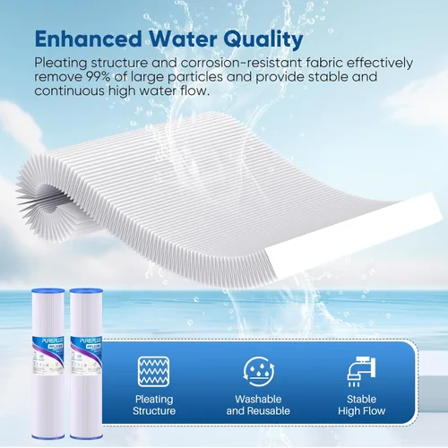 Miniatura 5 de PUREPLUS Filtro de sedimento plisado para toda la casa de 20 x 4.5 pulgadas para agua de pozo, cartucho de repuesto para ECP5-BB, AP810-2, HDC3001