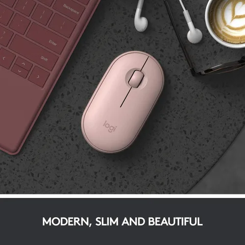 Miniatura 3 de Logitech Pebble M350 - Mouse inalámbrico con Bluetooth o USB, silencioso y delgado con clic silencioso para iPad, laptop, laptop, PC y Mac, rosa