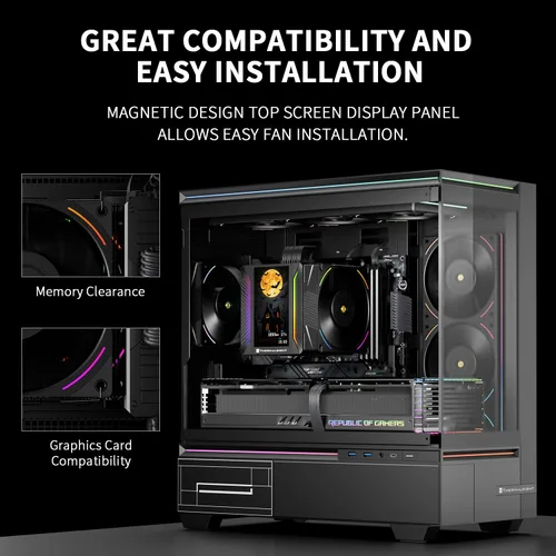 Miniatura 4 de Thermalright Peerless Assassin 120 Vision MAX ARGB Enfriador de aire negro para CPU, radiador de doble torre 2150RPM, pantalla IPS de resolución