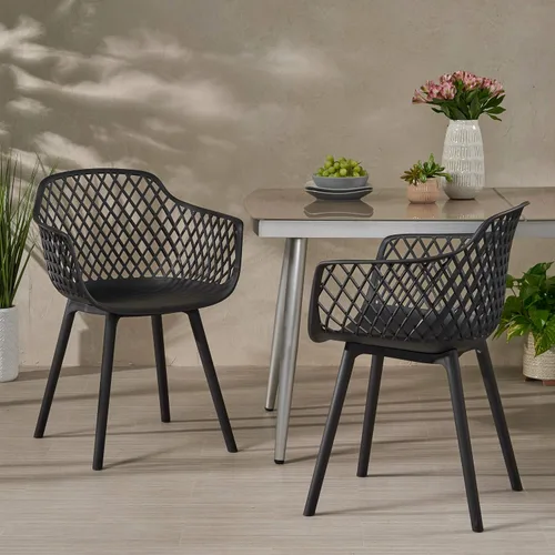 Miniatura 2 de Christopher Knight Home Delia Silla de comedor al aire libre (juego de 2), color negro