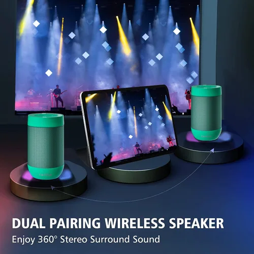 Miniatura 5 de comiso Altavoz Bluetooth portátil, pequeño altavoz de ducha con IPX5 impermeable, sonido HD 360° fuerte, emparejamiento estéreo inalámbrico, mini