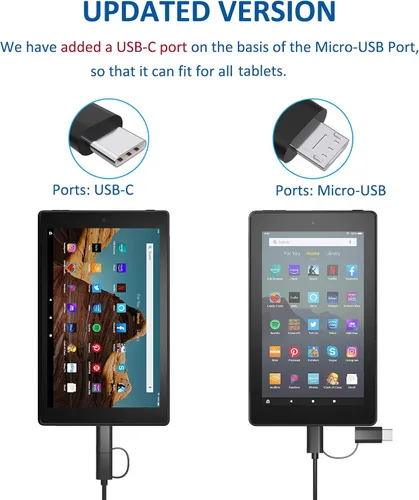 Miniatura 8 de Cargador rápido compatible para Fire, adaptador de CA con certificación UL, cargador rápido de 2A con cable micro USB de 6.6 pies para tablet Fire 7