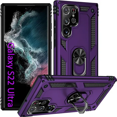 Miniatura 13 de Funda S22 Ultra para Samsung Galaxy S22 Ultra, con anillo de soporte, soporte ajustable, grado militar, protección resistente, a prueba de golpes