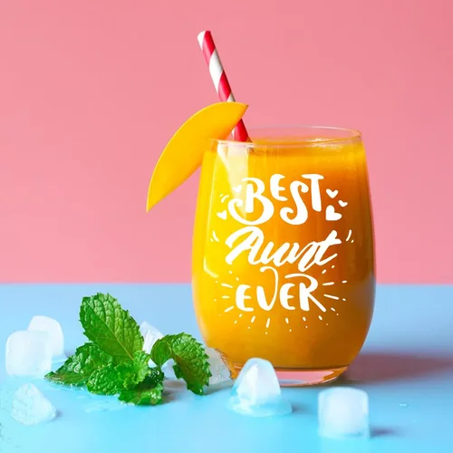 Miniatura 5 de Regalos para tía de sobrina sobrino – Best Aunt Ever Christmas, cumpleaños, Día de la Madre regalos para tía, tía nueva, copa de vino de 15 onzas