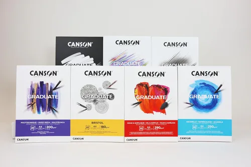 Miniatura 4 de CANSON Acuarela Graduate A5 Papel A5 de 8.82 oz/m², prensado en frío, lado corto pegado, 20 hojas blancas naturales, ideal para estudiantes artistas
