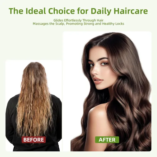 Miniatura 7 de MRD Cepillo de cabello, cepillo de paleta de bambú natural para desenredar, masaje del cuero cabelludo para cabello grueso/fino/rizado/seco