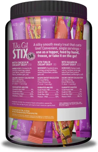 Miniatura 3 de Tiki Cat Stix Mousse Golosinas, Mega Frasco Variado, Golosina Lamible Indulgente de Porción Individual o Complemento para Comida Seca, 50