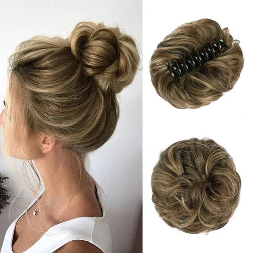 Miniatura 7 de SOFEIYAN Pinza de Gancho Moño Desordenado de Cabello Sintéticico, Cabello Ondulado y Rizado, Pinza de Cabello en Gancho, Chignon, Cola de Caballo
