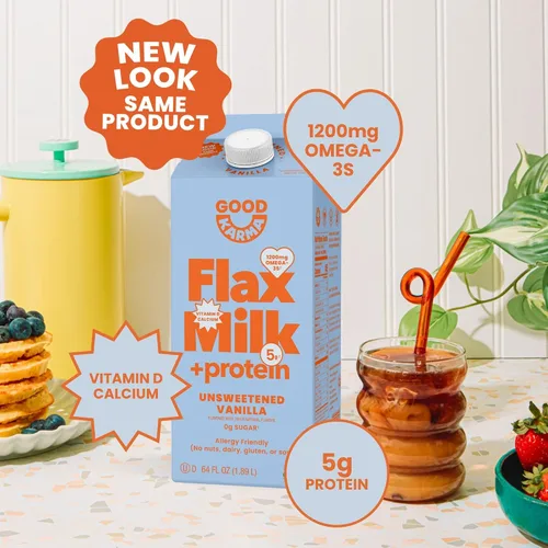 Miniatura 3 de Good Karma Leche de Lino de Vainilla Sin Azúcar +Proteína, 64 Onzas, 5g Proteína Vegetal + 1200mg Omega-3 Por Porción, Alternativa de Leche No
