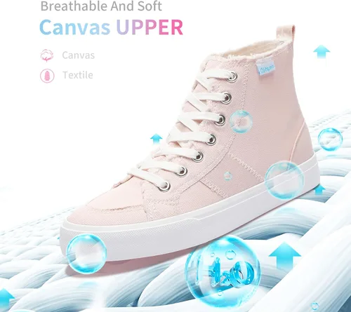 Miniatura 23 de Obtaom Zapatos de lona de alta calidad para mujer/hombre para jugar a media pantorrilla, zapatillas de deporte de moda casuales con cordones de alta