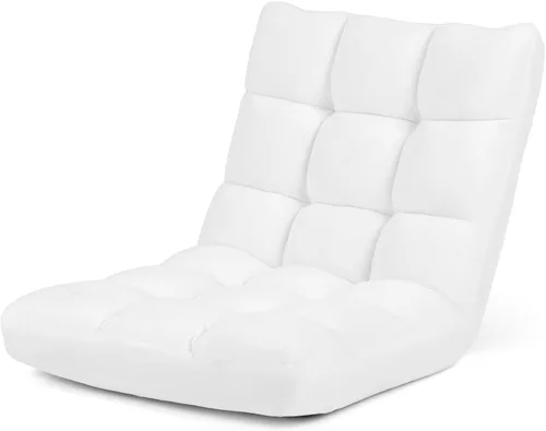 Miniatura 21 de COSTWAY Silla de suelo, sillas de videojuegos con soporte para el respaldo, ajustable de 14 posiciones, marco de acero aleado, forro polar coral