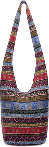 Miniatura 147 de Bolsa de hombro para mujer, de lona en estilo hippie/bohemio para llevar cruzada al hombro, disponible en diferentes colores y estampados