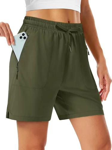 Miniatura 15 de TACVASEN Pantalones cortos de senderismo de 5 pulgadas para mujer, de secado rápido, ligeros, UPF 50+, pantalones cortos deportivos con bolsillos