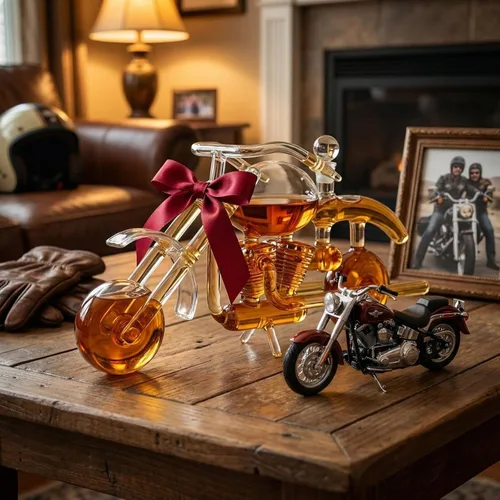 Miniatura 6 de Juego de decantador de whisky y vino en forma de motocicleta con regalos de motocicleta, regalos de moto, dispensador para vino, whisky escocés