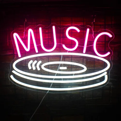 Miniatura 6 de Letrero de neón de grabación de música en rosa y blanco, luces de neón LED para decoración de pared, luces de neón USB para dormitorio, estudio