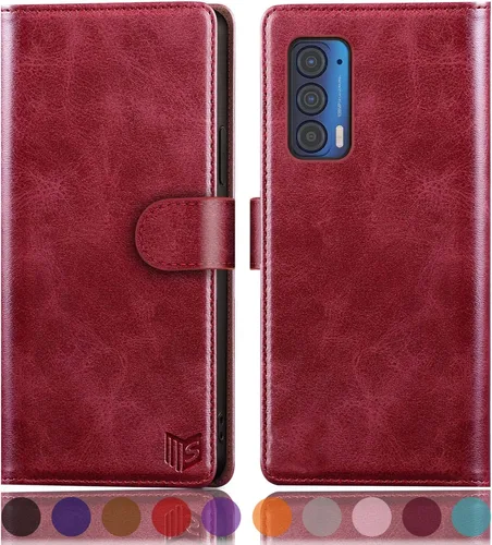 Miniatura 8 de SUANPOT Funda tipo cartera para Motorola Moto Edge 5G UW/Edge 2021 con bloqueo RFID, soporte para tarjetas de crédito, funda de piel sintética