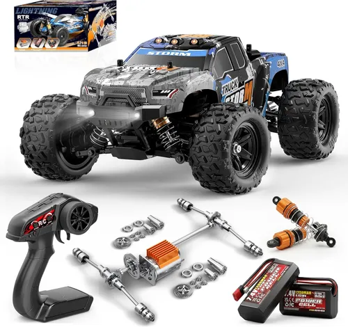 Miniatura 7 de Auto de control remoto rosa para niñas, autos a control remoto rápidos para niñas, camión monstruo a escala 1:18 con 40+ KM/H Speed 4WD Off-Road RC
