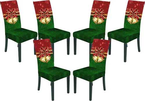 Juego de 6 fundas navideñas para sillas de comedor, fundas para sillas Parsons, elásticas, extraíbles y lavables, protector de asiento para silla de