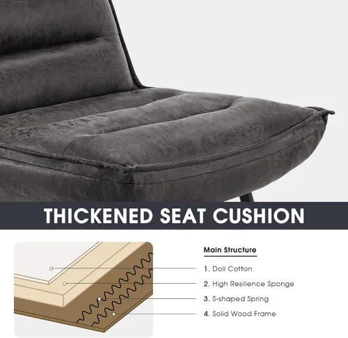 Miniatura 5 de MCombo Wingback - Silla decorativa con otomana, moderna tela bronceadora tapizada para espacios pequeños, sala de estar 4400 (gris oscuro)