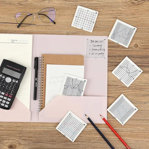 Miniatura 6 de Mr. Pen - Notas adhesivas transparentes con gráficos, 3 x 3 pulgadas, 6 blocs, 50 hojas/bloc 6 Grid Designs, Square Graph Paper Notes & Fineliner