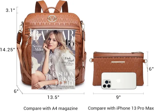 Miniatura 24 de MKP COLLECTION Mochila de moda para mujer, bolsa convertible grande para mujer, mochila de viaje, bolsa de hombro, juego de 2 piezas con borla, Beige