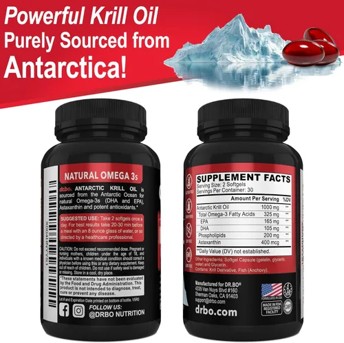 Miniatura 8 de Aceite de krill Omega 3 500mg - Aceite de krill antártico 1000 mg cápsulas blandas EPA, DHA, astaxantina, fosfolípidos - Suplementos de ácidos