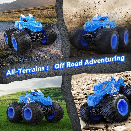 Miniatura 5 de AUUGUU Auto a control remoto, juguetes de camiones monstruos de 2.4 GHz con spray ligero, regalo de cumpleaños para niños de 3, 4, 5, 6, 7, 8