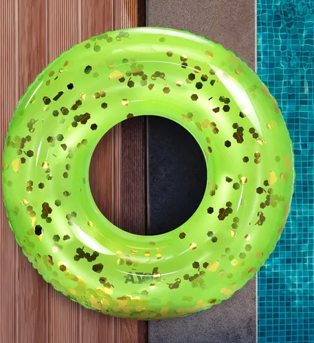 Miniatura 7 de POZA Flotador de Tubo Inflable para Piscina – Anillo de natación de confeti brillante, Tubo Inflable de Servicio Pesado Resistente a los Rayos UV