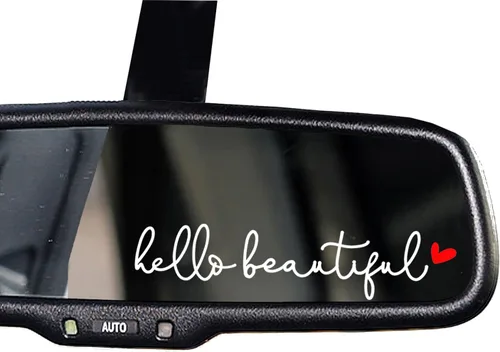 Miniatura 20 de 2 calcomanías de vinilo con el texto “Hello Gorgeous” para espejo retrovisor, amor propio, cuidado personal, para la ventana del auto y laptop