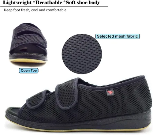 Miniatura 2 de Mei MACLEOD Cómodas pantuflas de casa con edema y artritis para diabéticos y pies planos hinchados para mujer, 10 ancho