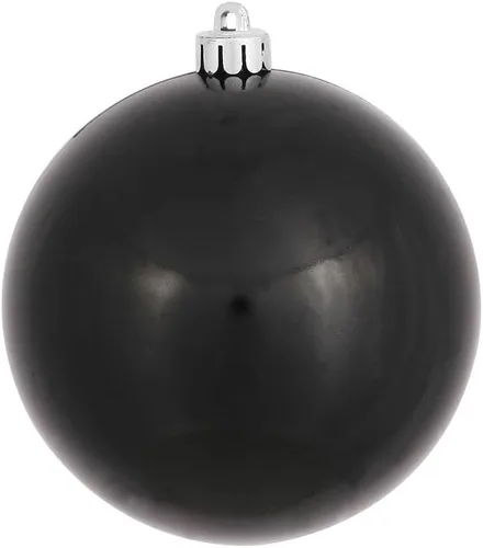 Miniatura 6 de Vickerman Adorno de bola de Navidad inastillable con acabado de lentejuelas con tapa perforada, 6 por bolsa, 4 pulgadas, color negro