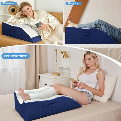Miniatura 4 de Almohadas de elevación TranquilRelax para piernas después de cirugía, almohada de cuña de espuma viscoelástica ajustable para lesiones o descanso