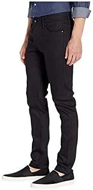 Miniatura 2 de Sin marca la marca apretado en 11 oz sólido negro elástico Selvedge