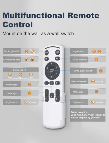 Miniatura 9 de Ventiladores de techo de 60 pulgadas con luces – Moderno ventilador de techo negro con control remoto/aplicación, regulable, silencioso ventilador